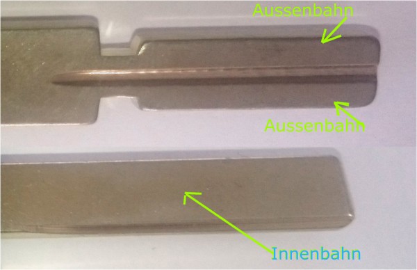 Schlüsselrohlinge mit Außen- oder Innenbahn