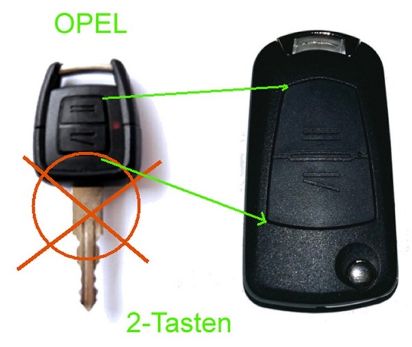 Opel Umbausatz auf Klappschlüssel 2-Tasten